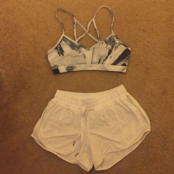 Alo Yoga sports bra and Lululemon running short - Picture 1 of 6